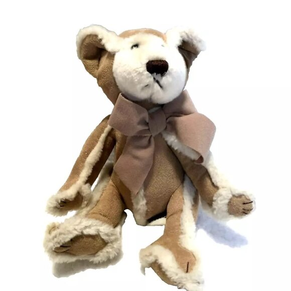 BATH & BODY WORKS TEDDY BEAR SHERPA FAUX SUEDE STUFFED ANIMAL PLUSH 9" VERY CUTE - Picture 1 of 5